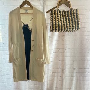 Vintage Chanel Ivory Long line Cashmere Cardigan